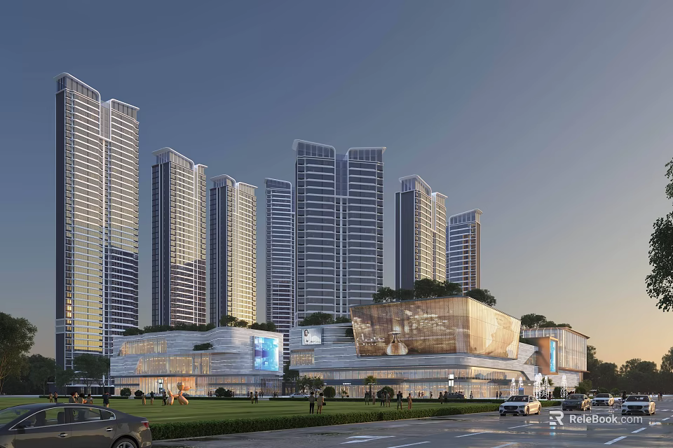 Modern High Rise Residential Buildings With Urban Landscape And Green Surroundings 3d model 