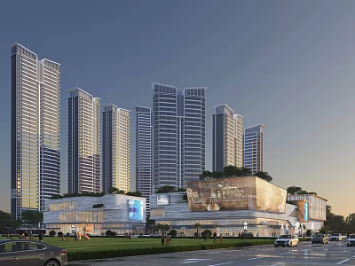 Modern High Rise Residential Buildings With Urban Landscape And Green Surroundings 3d model