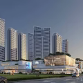 Modern High Rise Residential Buildings With Urban Landscape And Green Surroundings