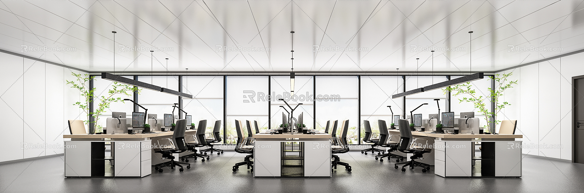 Comprehensive office of modern public office area 3d model