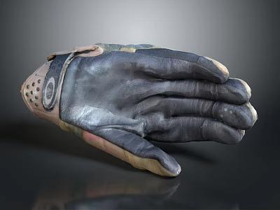 Protective Work Glove With Leather Palm Perforated Wrist And Adjustable Strap 3d model