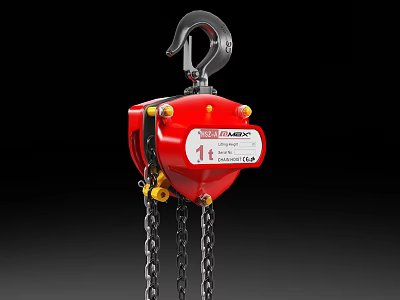 YALE Red LIFTCHAIN Industrial Chain Hoist With Hook And Black Lifting Chain 3d model