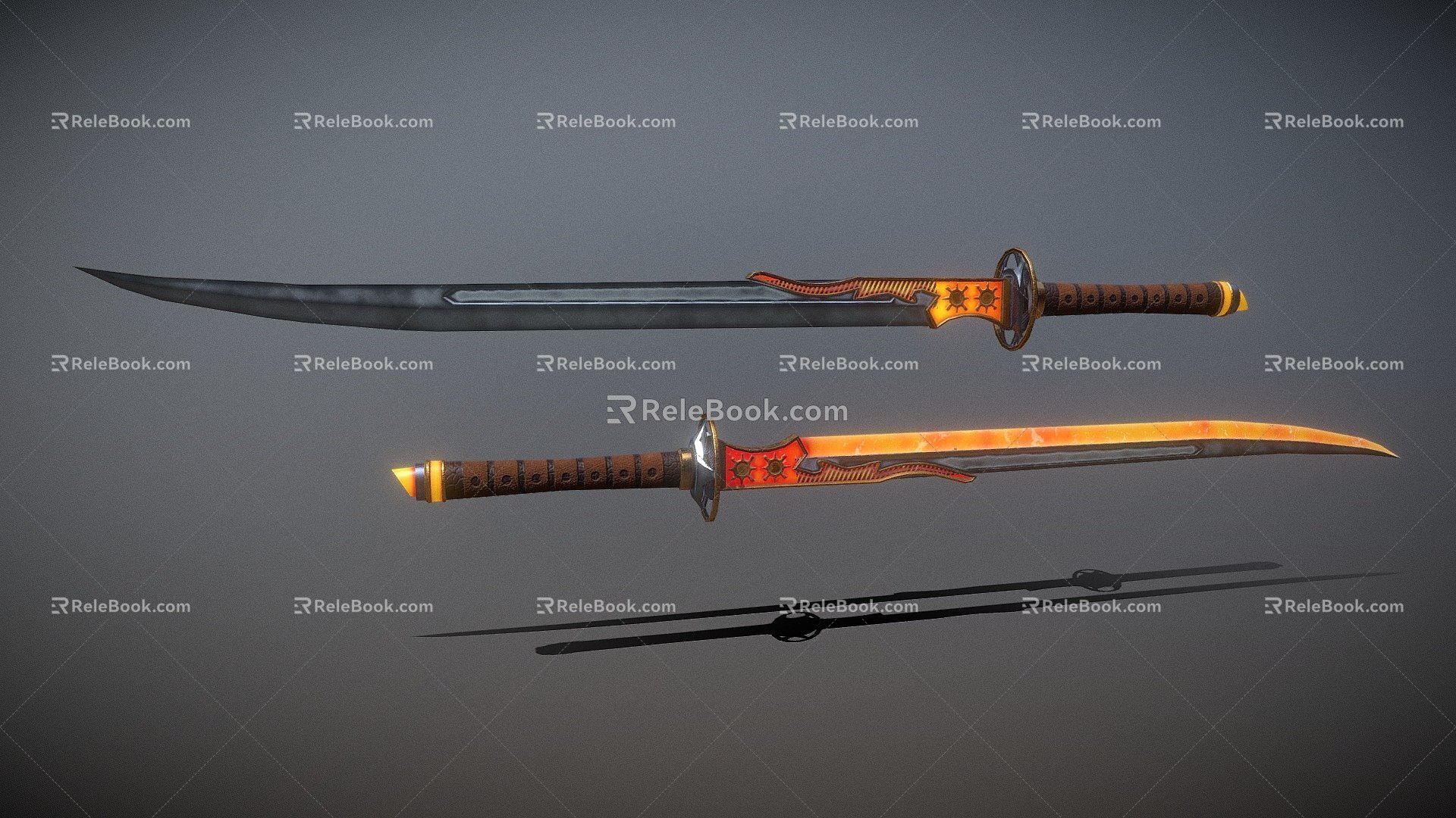 Sunrise Samurai Swords 3d model