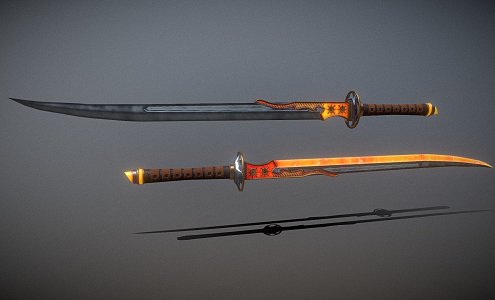 Sunrise Samurai Swords 3d model