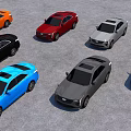 Various Colored Cars Including Sedans And SUVs Parked On Gray Asphalt