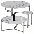 Modern Round Coffee Table With Marble Top Metal Frame And Small Round Side Table 3d model