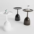 Stylish White Black and Brown Curved Base Tray Top Side Tables 3d model