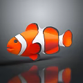 Realistic Clownfish With Orange White Stripes And Black Edges In 3D Rendering