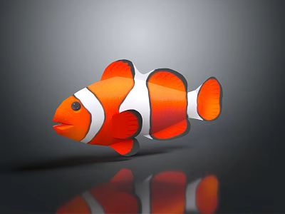 Realistic Clownfish With Orange White Stripes And Black Edges In 3D Rendering 3d model