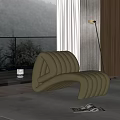 Olive Green Leather Leisure Chair Modern Curved Design With Glass Side Table Candle Floor Lamp
