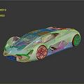 Futuristic Silver Sports Car With Sleek Design Blue Transparent Roof And Large Sci Fi Wheels