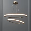 Modern Minimalist Double Ring LED Pendant Light Hanging Over Gray Wall Interior 3d model