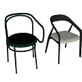 Modern Minimalist Dining Chairs With Green Black Frame And Black White Seat Cushion