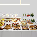 Assorted Buffet Food Display With Desserts Fruits And Colorful Drinks On Table