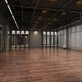 Spacious Modern Fitness Studio With Wooden Flooring White Exercise Balls And Ceiling Lights
