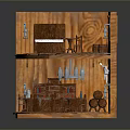 Miniature Wooden Room Model Interior With Piano Bookshelf Table Chairs And Chandelier