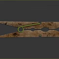 Practical Wooden Clothespin with Green Spring for Household Daily Use and Drying Clothes