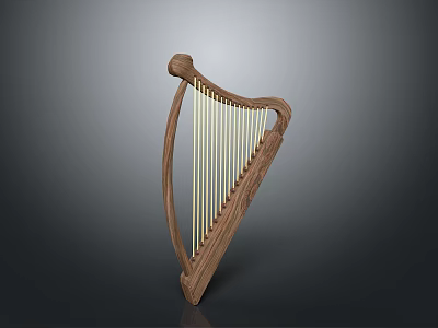 Wooden Harp Home Decor Piece With Classic Design And Solid Wood Craftsmanship 3d model