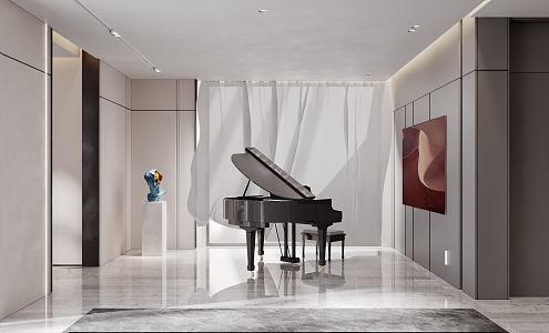 Modern Piano Room 3d model