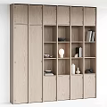 Wooden Decorative Cabinet With Open Shelves White Lamp Vases Books And Bowls
