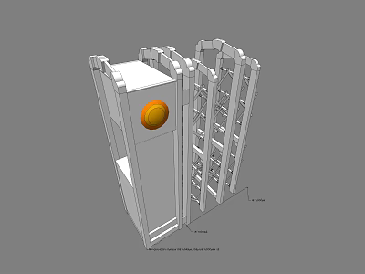 The 3D Structural Model Featuring Orange Circular Component and Lattice Design Elements 3d model