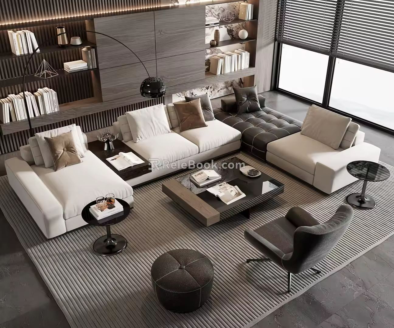 Modern sofa coffee table combination 3d model
