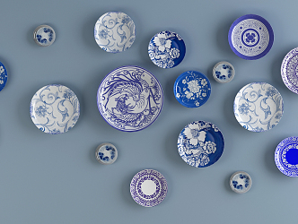 New Chinese Plate Wall Decorations Plate 3d model