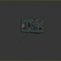 Detailed Turquoise Military Tank with Long Cannon Tracks Antennas and Equipment