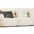 Modern Three Seater Sofa With Plush And Leather Design Black White Cushions