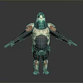 Warrior Gorilla Character In White Dark Armor With Orange Accents And Outstretched Arms