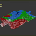 3D Mountainous Terrain Model With Digital Elevation And Textured Surface Features
