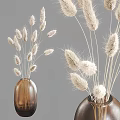 Brown and White Stylish Decorative Vases with Fluffy Dried Flowers for Modern Home Decor