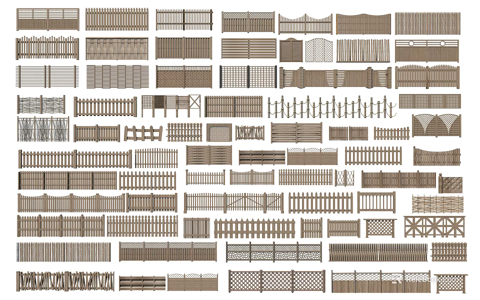 Various Fence Designs And Styles For Outdoor Garden And Yard Use 3d model 