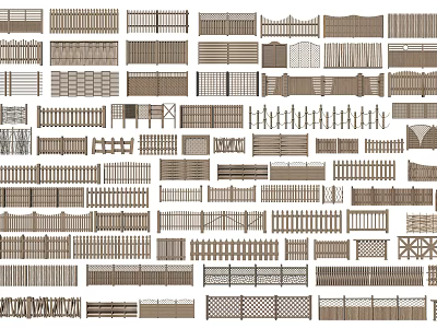 Various Fence Designs And Styles For Outdoor Garden And Yard Use 3d model