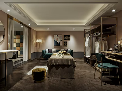 Modern Luxury SPA Sauna Interior With Massage Bed Relaxation Area Marble Countertop And Wooden Floor 3d model