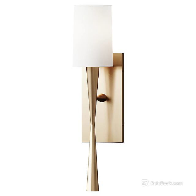Sleek Modern Wall Lamp With Brass Metal Frame And White Fabric Shade Design 3d model 