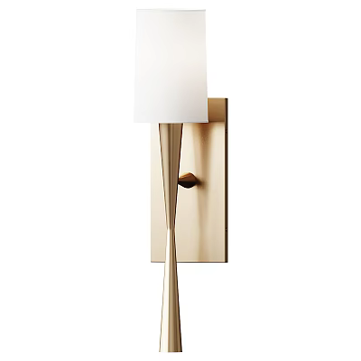 Sleek Modern Wall Lamp With Brass Metal Frame And White Fabric Shade Design 3d model