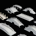 Various Landscape Bridge Architectural Models With Arch Flat And Step Designs 3d model