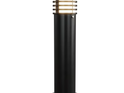 Modern Black Outdoor Light With Cylindrical Design And Striped Top 3d model