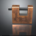 Orange Metal Padlock Hardware Tool With Rustic Design And Heavy Duty Construction 3d model