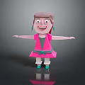 Cute 3D Paper Craft Girl Character With Pink Dress Green Shoes And Open Arms