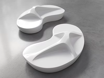 White Modern Landscape Seats With Unique Curved Shape For Outdoor Spaces 3d model