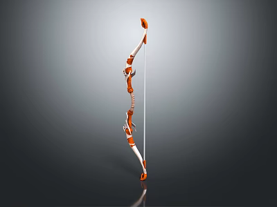 Orange Modern Compound Bow Weapon With Metallic Structure And Taut Bowstring Design 3d model