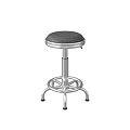 Height Adjustable Bar Stool With Padded Seat Metal Frame And Round Base 3d model