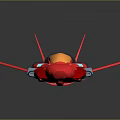 3D Red Spaceship Model With Yellow Cockpit And Blue Details Design 3d model