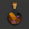 Decorative Glass Bottle With Cork Stopper And Colorful Interior Design Elements