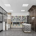 Modern Specialty Store Interior With Shelves Full Of Products And Display Counter