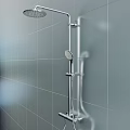 Modern Wall Mounted Shower System in Bathroom with Gray Tiles and Chrome Finish