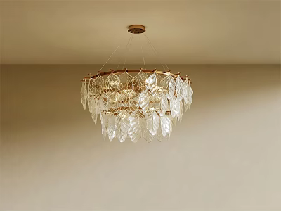 Elegant Modern Crystal Chandelier With Transparent Glass Pieces And Gold Accents 3d model