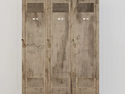 Vintage Decorative Lockers With Numbered 21 22 23 And Scratched Weathered Surface 3d model